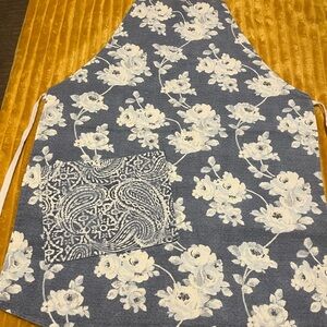 Floral Blue Apron with Pocket